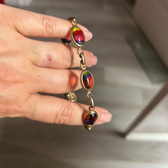 SARAH COVENTRY colourful woman gold bracelet VTG 🥰 - Picture 4 of 4